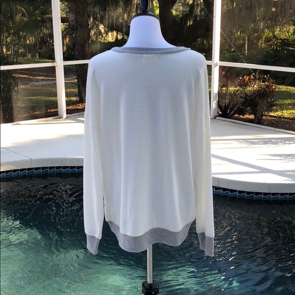 LAST LARGE Ivory Hacci Brushed Color Block Top. - Picture 4 of 5
